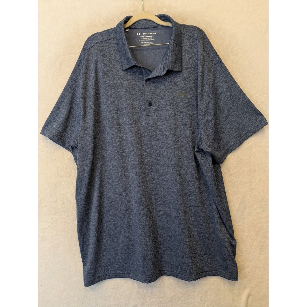 Under Armour Mens Playoff Polo Shirt Blue Heathered Short Sleeve 3XL Loose Fit